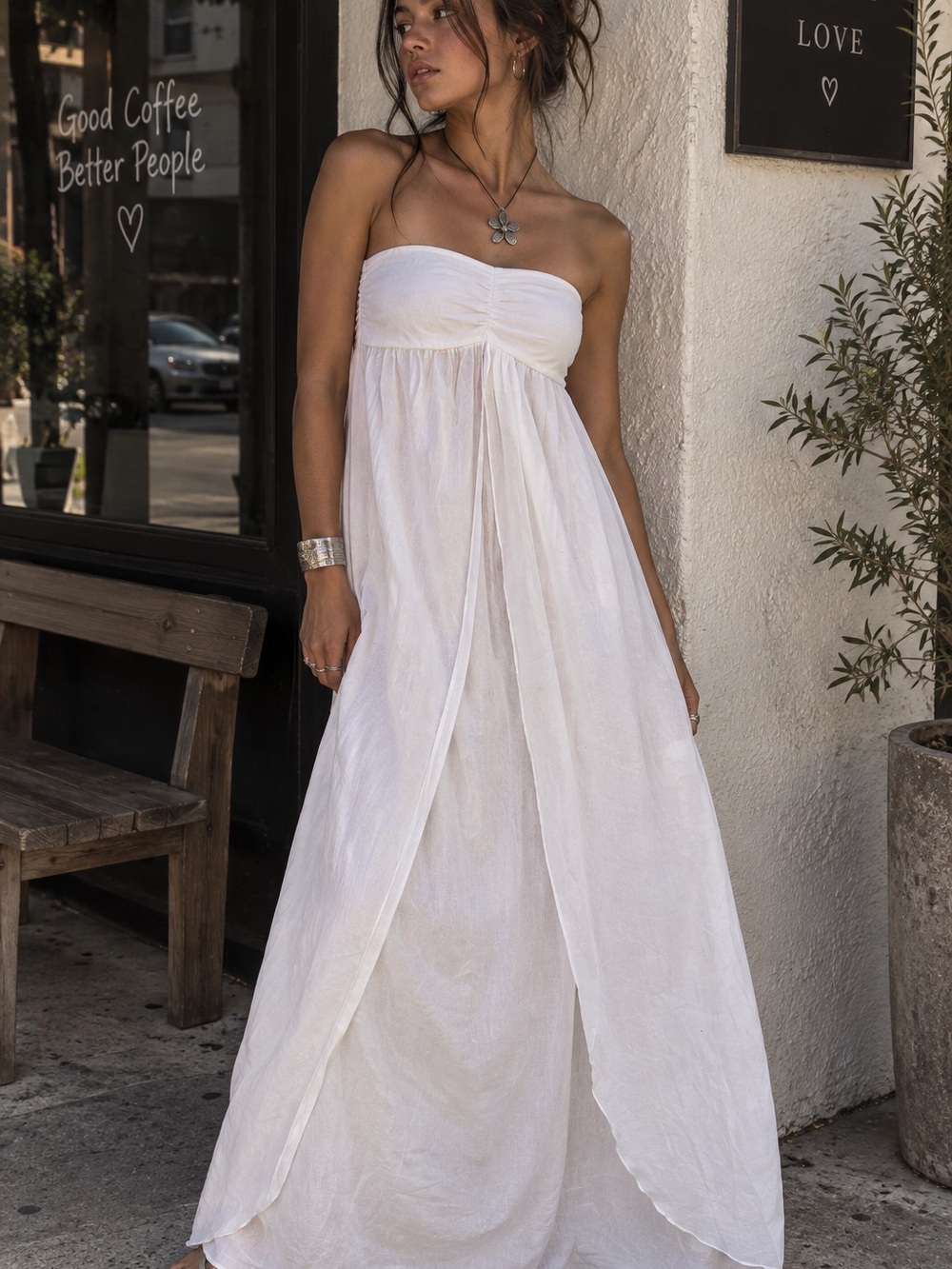 🌼MAKE OFFeR🌼 NWT Tommy Bahama Strapless White Maxi Lightweight Cotton Dress MD